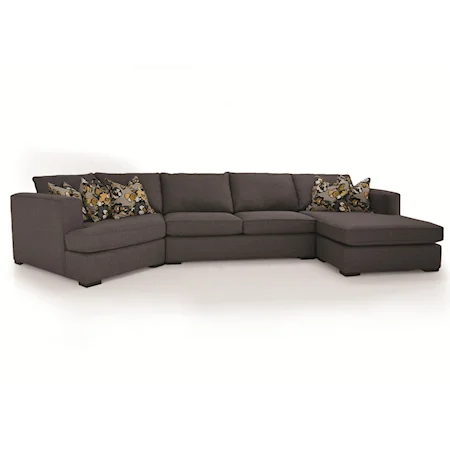 3-Piece Contemporary Sectional with LHF Cuddler